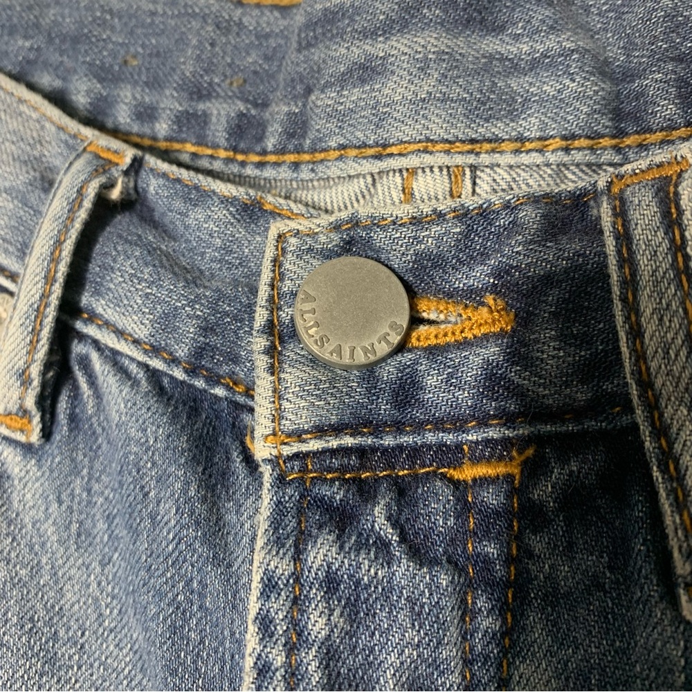 All Saints Frayed Raw Hem Denim Boyfriend Jeans Boys Jean Unpicked Size 26 - Picture 10 of 16